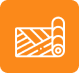 Icon of carpet roll on orange background.