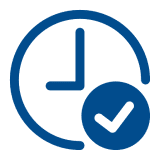 Clock with checkmark symbol on black background.