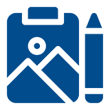Image editing icon with pencil and clipboard.